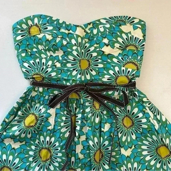 Trixxi Strapless Fit & Flare Dress Sweetheart Neck Green Black Floral Size XXS - Picture 15 of 15